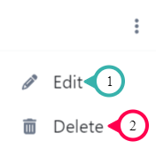 Hook2.us project submenu accessed by clicking the icon at the end of a project on the projects page. Details are explained below the image.